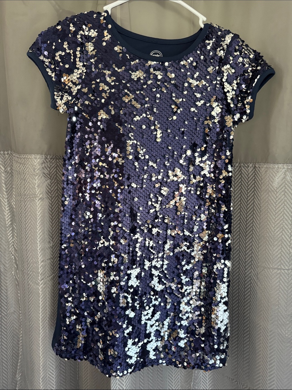 wonder nation Navy and Silver Sequin Party Dress